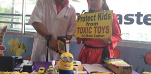 Members of the EcoWaste Coalition inform the public about cheap toys, including counterfeit versions of popular brands, that carry the toxic substance, lead. (RADYO INQUIRER FILE PHOTO)