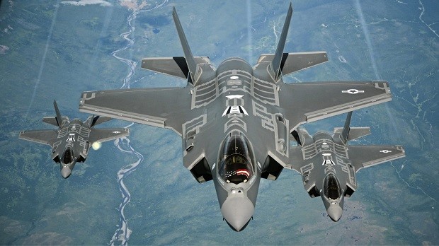 A flight of F-35 stealth fighters conduct a training mission. General Herbert Carlisle, commander of the US Air Combat Command, has declared the pricey multi-role fighter 'combat ready.' PHOTO FROM FACEBOOK PAGE OF SECRETARY OF THE AIR FORCE DEBORAH LEE JAMES