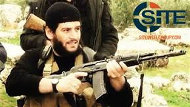 This undated militant image provided by SITE Intel Group shows Abu Muhammed al-Adnani, the Islamic State militant group's spokesman who IS say was "martyred" in northern Syria. The IS-run Aamaq news agency said Tuesday, Aug. 30, 2016 that al-Adnani was "martyred while surveying the operations to repel the military campaigns against Aleppo," without providing further details. (SITE Intel Group via AP)