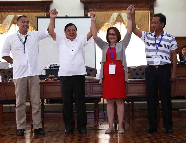 Pangasinan Rep. Amado Espino --shown second from left in this photo during his May 11, 20016, proclamation -- denied on Thursday (August 25, 2016) that he had a hand in the drug trade. Espino was included in the matrix released by President Rodrigo Duterte on officials allegedly involved in the drug trade at the National Bilibid Prisons in Muntinlupa. PHOTO FROM AMADO ESPINO FACEBOOK PAGE