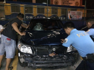 Pasig City police recover  on Aug. 2, 2016, the Subaru Forester SUV of Baldwin Cham Velasco who killed a call center agent and injured his three co-workers in a hit-and-run on  July 31, 2016.