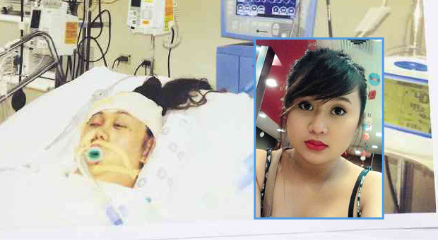 HIT-AND-RUN victim Marinel Ravina then and now. She remains confined in a hospital’s intensive care unit after she and her fellow call center agentswere hit by an SUVwhose driver, Baldwin Cham Velasco, fled. He later surrendered after a witness gave the police the vehicle’s license plate. CONTRIBUTED PHOTOS