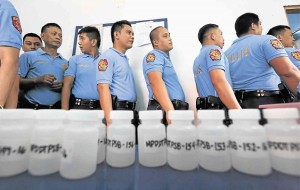 THIS scene, in a police station in Manila, has become familiar nationwide. Health centers are running out of drug testing kits as drug tests have become mandatory in government offices and a tool of survival for those who don’t want to be put on a death list of suspects. MARIANNE BERMUDEZ