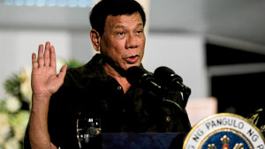 President Rodrigo Duterte reveals the names of active and retired local government officials, members of the judiciary, and police and military personnel who are allegedly involved in illegal drug trade during his visit at the Naval Station Felix Apolinario (NSFA) in Panacan, Davao City on August 7. SIMEON CELI/PPD