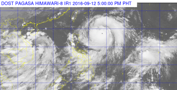 This satellite image from Pagasa shows the location of Typhoon Ferdie as of 5 p.m. Monday.