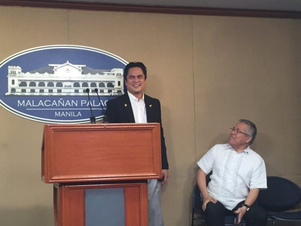 Communications Sec. Martin Andanar address the media during a press briefing. NESTOR CORRALES/INQUIRER.net