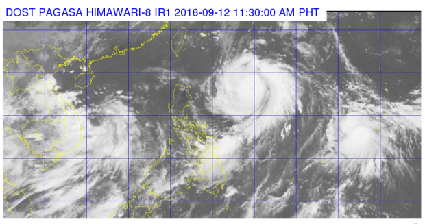 This satellite image from Pagasa shows the location of Typhoon Ferdie as of 11:30 a.m. Monday. 