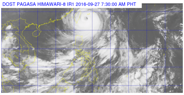 This satellite image from Pagasa shows the location of Typhoon "Helen" as of 7:30 a.m. Tuesday. 