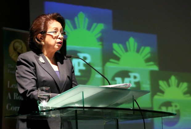 September 5, 2016 Ombudsman Conchita Carpio Morales during the Ramon Magsaysay Festival Month Lectures, speaking about a roadmap to corruption, at the De Lasalle University in Taft Ave., Manila. INQUIRER/ MARIANNE BERMUDEZ