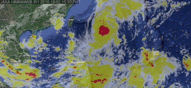 This satellite image from Pagasa shows the location of severe tropical storm Igme as of 3:30 p.m Sunday. 