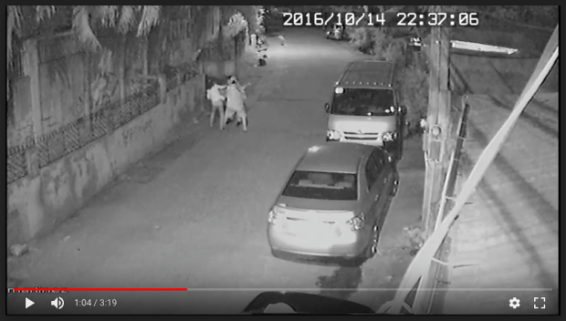 ROBBERY MURDER:  Screenshot 2 of a barangay CCTV from Taguig City shows the stabbing of 18-year-old student Nick Russel Oniot on Oct. 14, 2016. (SCREENSHOT OF CCTV COURTESY OF TAGUIG CITY POLICE)