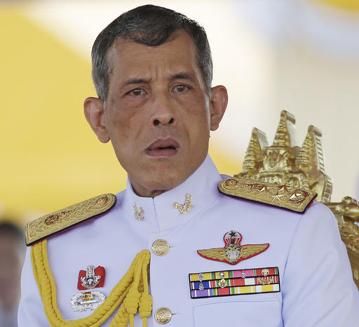 In this May 9, 2016, photo,Thailand's Crown Prince Vajiralongkorn is seated at the royal plowing ceremony in Bangkok. Thailand's Royal Palace said on Thursday, Oct. 13, 2016, that Thailand's King Bhumibol Adulyadej, the world's longest reigning monarch, has died at age 88. (AP Photo/Sakchai Lalit)