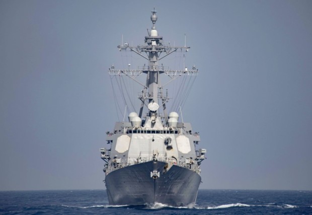(FILES) This file photo taken on April 08, 2016 shows a US Navy handout photo displaying the Arleigh Burke Class guided-missile destroyer USS Nitze (DDG 94) operating in the Mediterranean Sea.  The United States on October 13, 2016 bombed three radar sites controlled by Huthi rebels in Yemen, the first direct US strike against the group following missile attacks against US warships last week, the Pentagon said. The strikes in Huthi-controlled territory on Yemen's Red Sea coast, authorized by President Barack Obama, were conducted with Tomahawk cruise missiles fired by the destroyer USS Nitze, a US official said.  / AFP PHOTO / Navy Media Content Operations (NMCO) / MC3 J. Alexander DELGADO