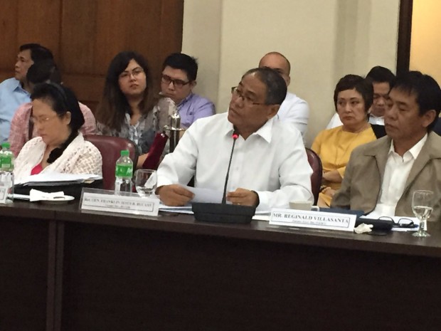 Former Bureau of Corrections (BuCor) director Franklin Bucayu appears in the Congressional hearing on the alleged proliferation of drugs inside the New Bilibid Prison.  MARC JAYSON CAYABYAB/INQUIRER.net