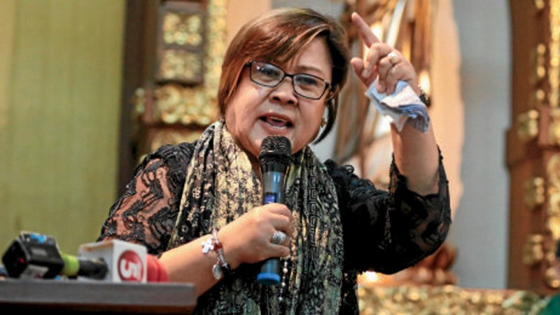 Senator Leila de Lima speaks at a mass for Option for Life at the CBCP Chapel in Manila on Monday, October 10, 2016 in celebration of the World Day Against Death Penalty. GRIG C. MONTEGRANDE/Philippine Daily Inquirer