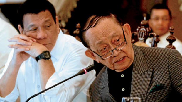 ADVISER President Duterte listens to the report of his special envoy to China, former President Fidel V. Ramos, during a Cabinet meeting in Malacañang’s on Aug. 22. —MALACAÑANGPHOTO