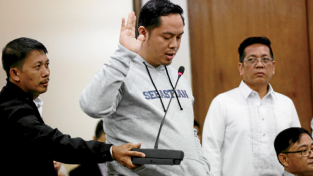 Witness Jaybee Sebastian testifies during the Congressional hearing and inquiry on illegal drug trade in National Bilibid Prison, October 10, 2016. NIÑO JESUS ORBETA/Philippine Daily Inquirer