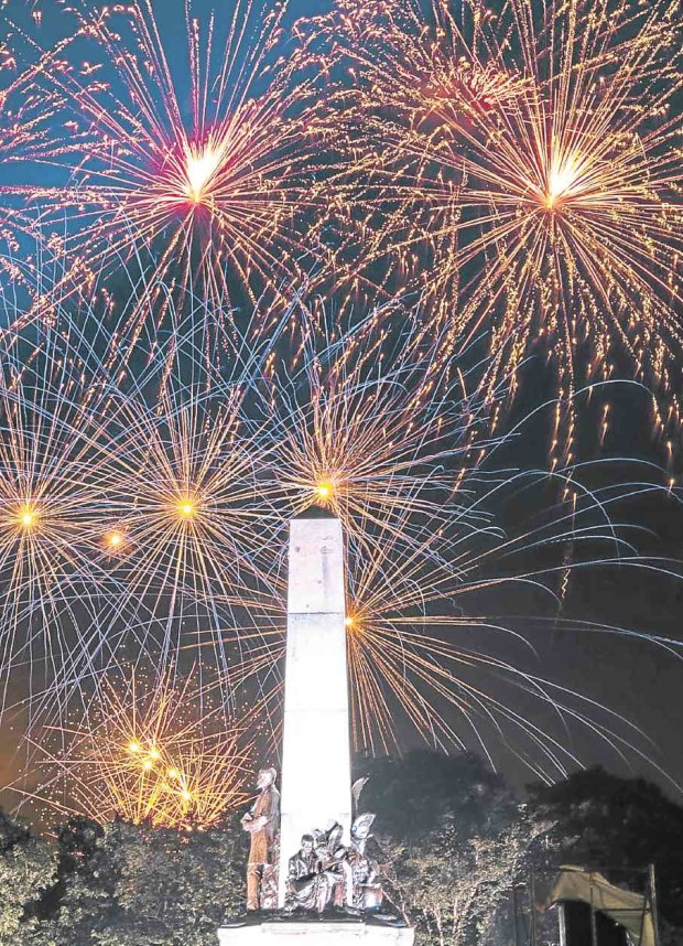 Fireworks displays, like this one at Rizal Park in Manila during Independence Day rites in June, are at risk of being stopped if Mr. Duterte’s fireworks ban, successful in Davao City, is enforced nationwide.