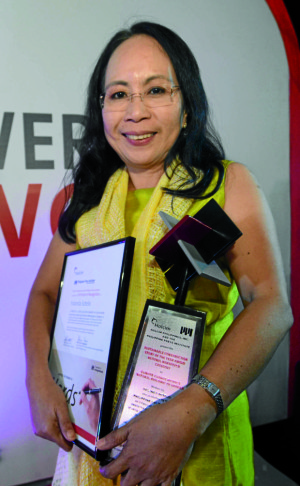 YOLANDA SOTELO/NOVEMBER 11,2016Yolanda Sotelo, PDI Correspondent Northern Luzon Bureau won the 2016 Journalism Awards for Sustainable Construction Reporting (JASCOR) during the Holcim-PPI awards night in Makati City.(NEWS)ARNOLD ALMACEN/INQUIRER 