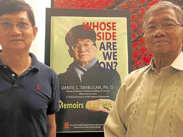Dante Simbulan, shown here with son Roland, left the Philippine Military Academy  in 1967 feeling disillusioned.—TONETTE OREJAS