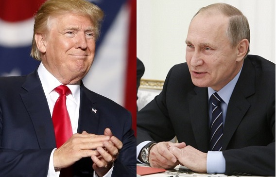 US President-elect Donald Trump (left) has reportedly spoken to Russian President Vladimir Putin on the phone after the Kremlin called up the American leader Monday evening, Nov. 14, 2016. Putin reportedly congratulated Trump and both men agreed to normalize Russia-US relations. AFP 
