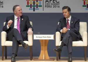 New Zeland’s Prime Minister John Key and Mexico’s President Enrique Peña Nieto at the Peru APEC Summit.