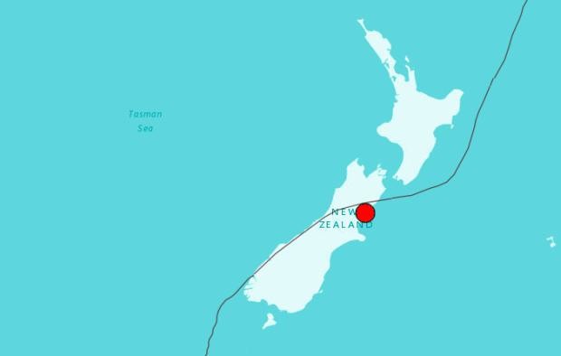 Map showing location of New Zealand quake.