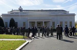 People waiting for President-elect Donald Trump at the White House West Wing on Thursday, Nov. 11, 2016.