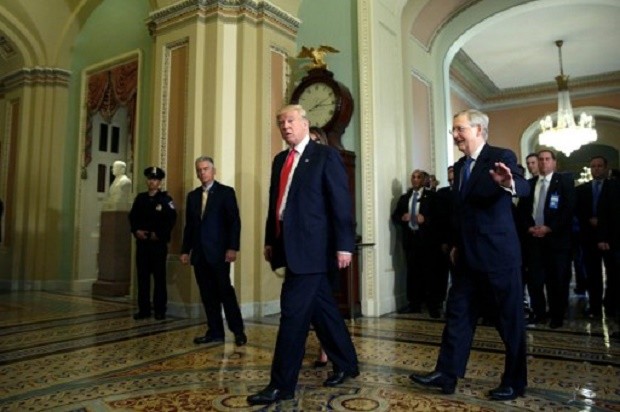 Mitch McConnell Meets With Trump And VP Elect Pence on Capitol Hill