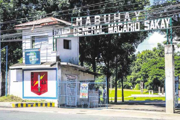 Camp Eldridge in Los Baños, Laguna, is now Camp General Macario Sakay in honor of a forgotten hero of the Philippine military.  —AMIEL JOB LIWANAGAN/CONTRIBUTOR