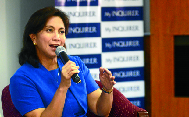 Vice President Leni Robredo at the Meet Inquirer Multimedia forum. ARNOLD ALMACENN/PHILIPPINE DAILY INQUIRER