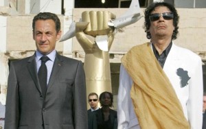 Nicolas Sarkozy and Moammar Gadhafi