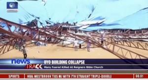 Nigerian church collapse TV screencap - 11 Dec 2016