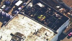 Oakland warehouse fire aerial view