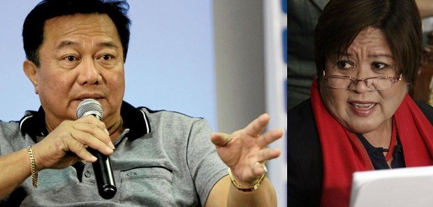 Speaker Pantaleon Alvarez (left) branded Sen. Leila de Lima (right) as 'stupid' for claiming in a CNN interview that President Rodrigo Duterte could be impeached for saying he personally killed crime suspects. Alvarez said a president could not be impeached for 'mere words.' INQUIRER FILES