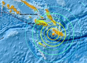 Location of earthquake that struck near the Solomon Islands on Dec. 9, 2016. (Map from the US GEOLOGICAL SURVEY)