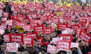 South Koreans protest vs Park Geun-hye on Saturday, Dec. 3, 2016.