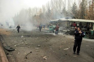 Turkey car bomb explosion site - 17 Dec 2016