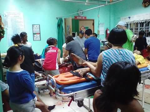 Victims of the town plaza bombing in Hilongos, Leyte, get emergency treatment at a hospital. Photo contributed by Michael Bardos