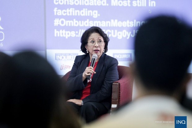 Ombudsman Conchita Carpio Morales at the Meet the Inquirer forum. TRISTAN TAMAYO