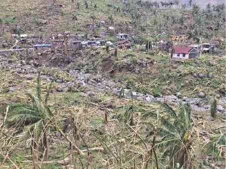 Residents of Sagñay in Camarines Sur province are appealing for help as they rebuild after Typhoon “Nina” left coconut plantations and farms devastated in the coastal town. —SHIENA M. BARRAMEDA