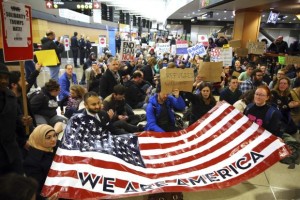 Americans protest Donald Trump immigration ban - 28 Jan 2017