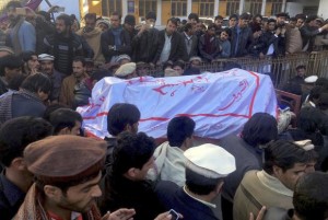 Burial of blast victim at mosque in Parachinar in Pakistan - 21 Jan 2017