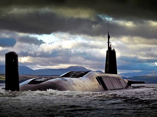 Image of HMS Vengeance returning to HMNB Clyde, after completing Operational Sea Training. The trials were conducted in Scottish exercise areas. HMS Vengeance is the fourth and final Vanguard-class submarine of the Royal Navy. Vengeance carries the Trident ballistic missile, the UK's nuclear deterrent.  UK MINISTRY OF DEFENSE PHOTO