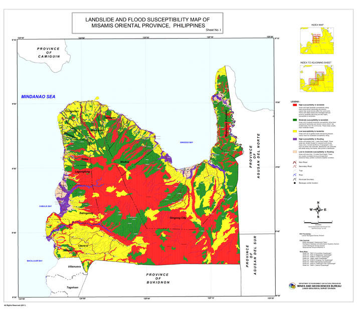 An example of a geo-hazard map issued by the Mines and Geosciences Bureau on Misamis Oriental. (Photo of the map was featured on the official website of the Environmental Science for Social Change -- www.essc.org.ph )
