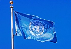 UN flag at UN headquarters in New York City