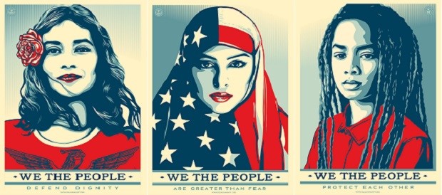 Graphic artist Shepard Fairey relaunched his poster campaign for the inauguration of US President-elect Donald Trump titled 'We the People.' It aims to 'disrupt the rising tide of hate and fear in America.' SHEPHARD FAIREY / THEAMPLIFIERFOUNDATION.ORG