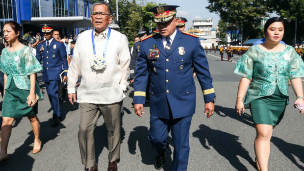 PNP chief DG Roland Dela Rosa with DILG Sec. Ismael Sueno during the annual New Year's call in Camp Crame Jan. 6, 2016. Media members were barred from covering the event. Inquirer/L. Rillon