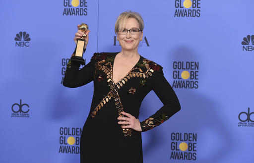Meryl Streep poses in the press room with the Cecil B. DeMille award at the 74th annual Golden Globe Awards at the Beverly Hilton Hotel on Sunday, Jan. 8, 2017, in Beverly Hills, Calif. (Photo by Jordan Strauss/Invision/AP)