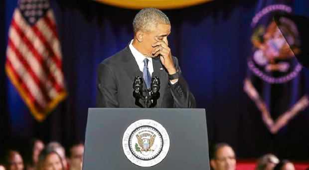 VALEDICTORY SPEECH BarackObama closes the book on his presidency in an emotional speech aimed at lifting supporters shaken by Donald Trump’s shock election. —AFP